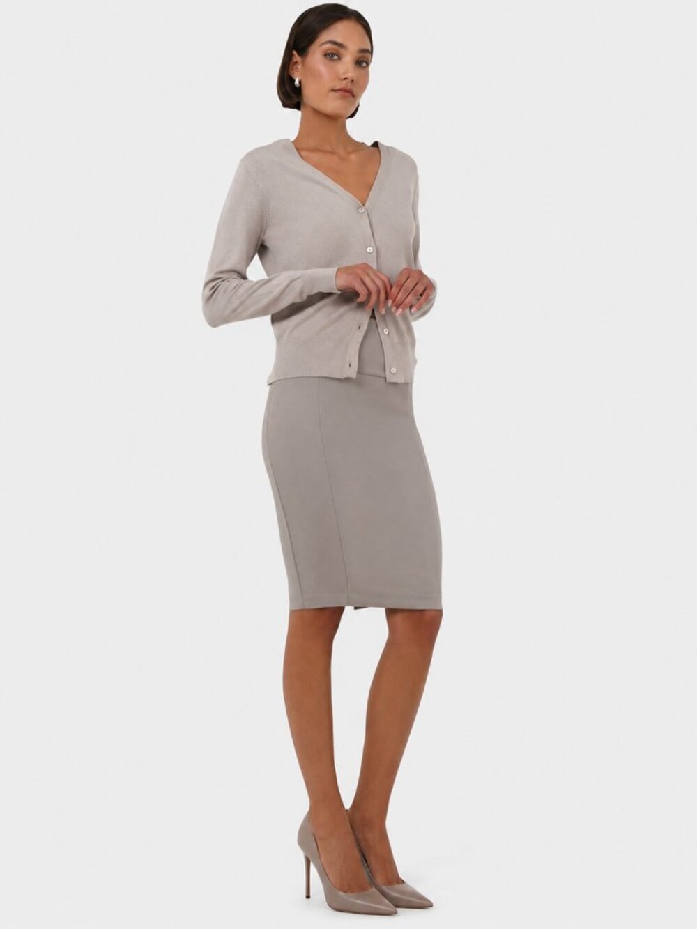 Forcast Lauren Pencil Skirt in Stone